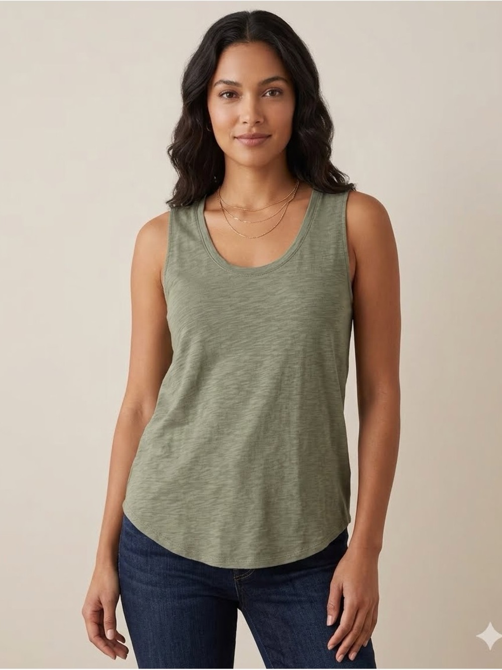 NEW Lucky Brand Olive Green Scoop Neck Tank